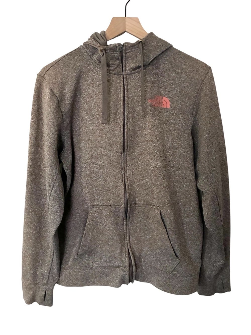 The North Face Heathered Light Brown Zip-Up Hoodie